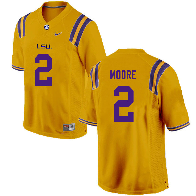 Men #2 Koy Moore LSU Tigers College Football Jerseys Sale-Gold